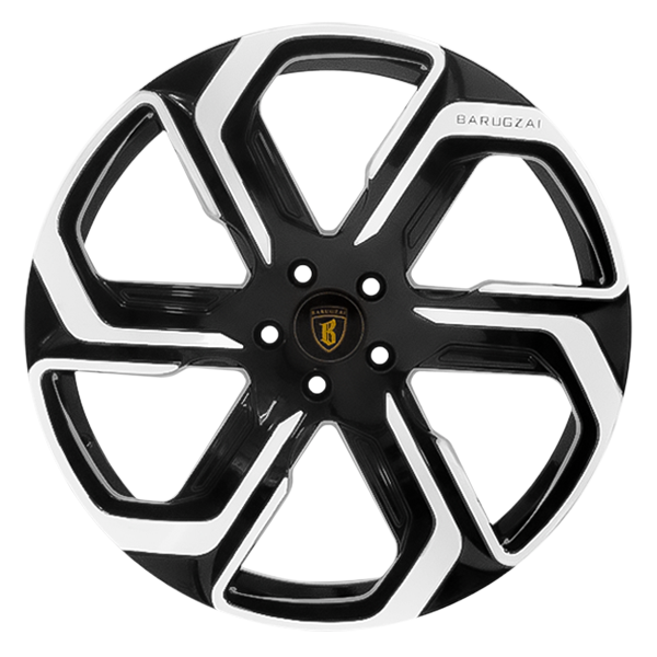 Face shot of Barugzai Sabre 22” alloy wheel in Gloss Black Polished Face.