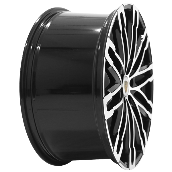 Concave shot of Barugzai Dawn 22” alloy wheel in Gloss Black Polished