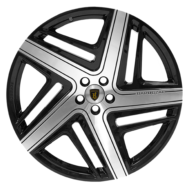 Face shot of Barugzai Eleven alloy wheel in Gloss Black Polished Face