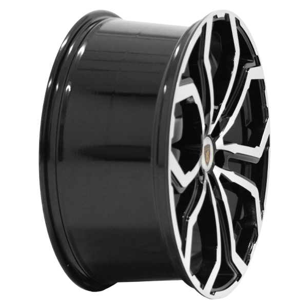 Concave shot of Barugzai Opium 22” alloy wheel in Gloss Black Polished