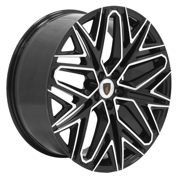 Angle shot of Barugzai Shuracan alloy wheel in Gloss Black Polished